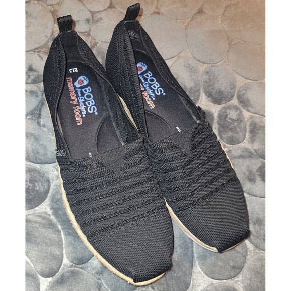 Skechers Shoes - Skechers BOBS Highlights 2.0 Homestretch Black Knit Espadrille Flats Womens 7.5